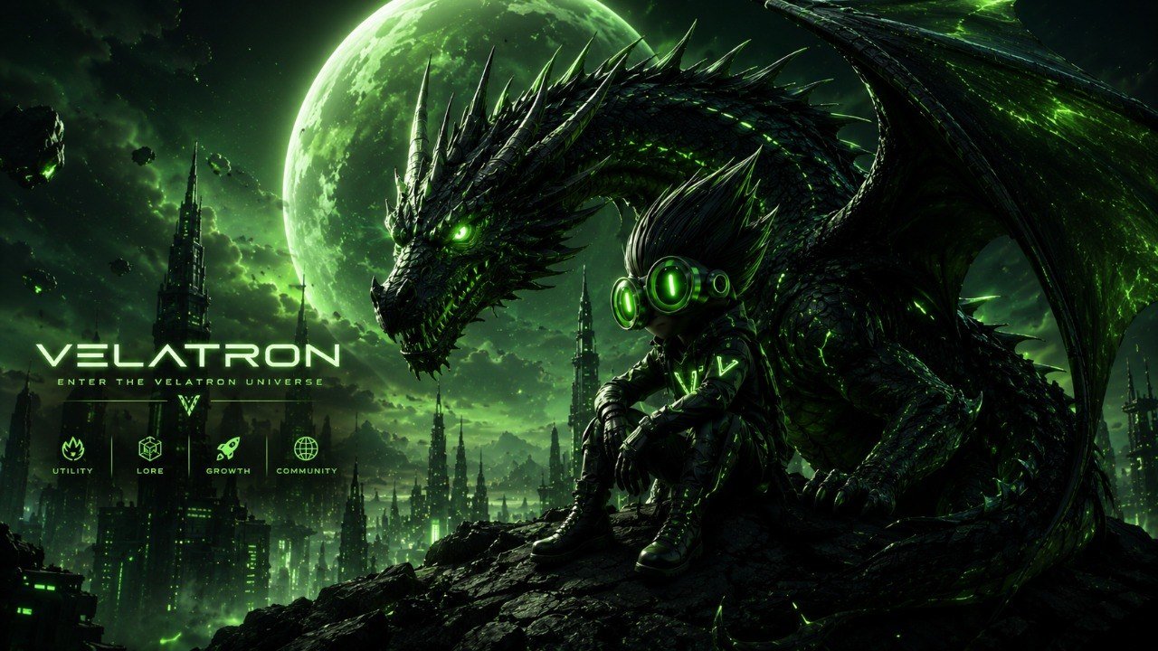 Velatron and the bullrun guardian dragon overlooking the neon citadel
